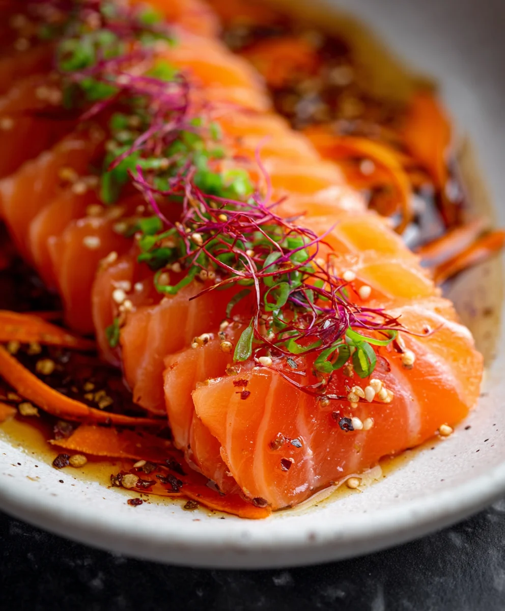 Spicy Salmon Crudo with Fresh Carrots-Flavorful & Quick