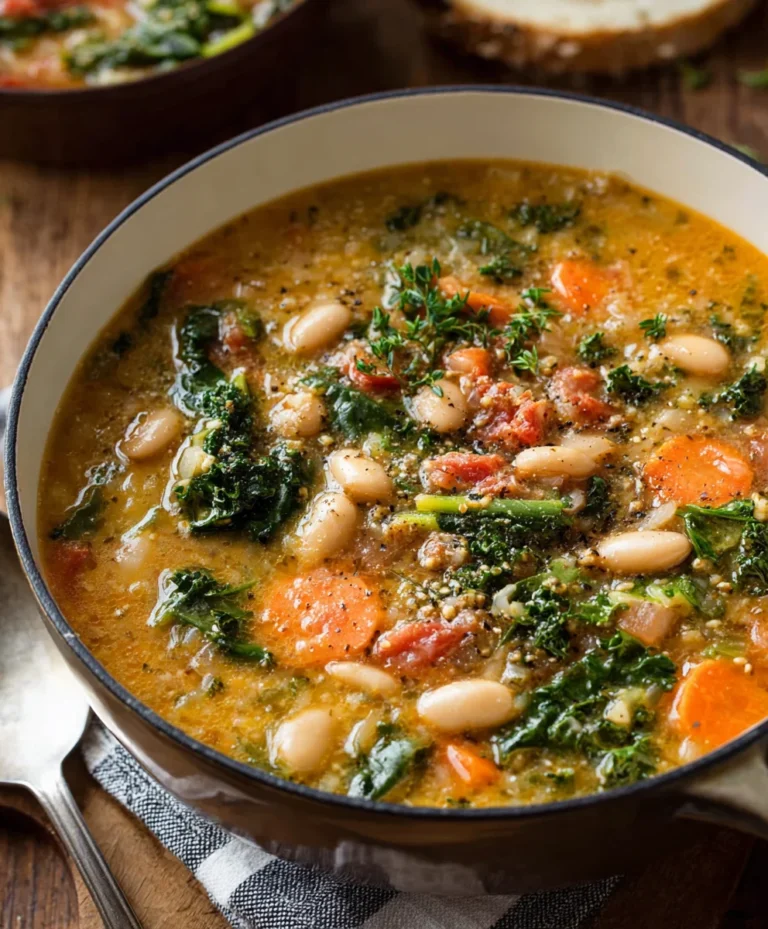 Hearty Tuscan White Bean Soup- Easy & Flavorful