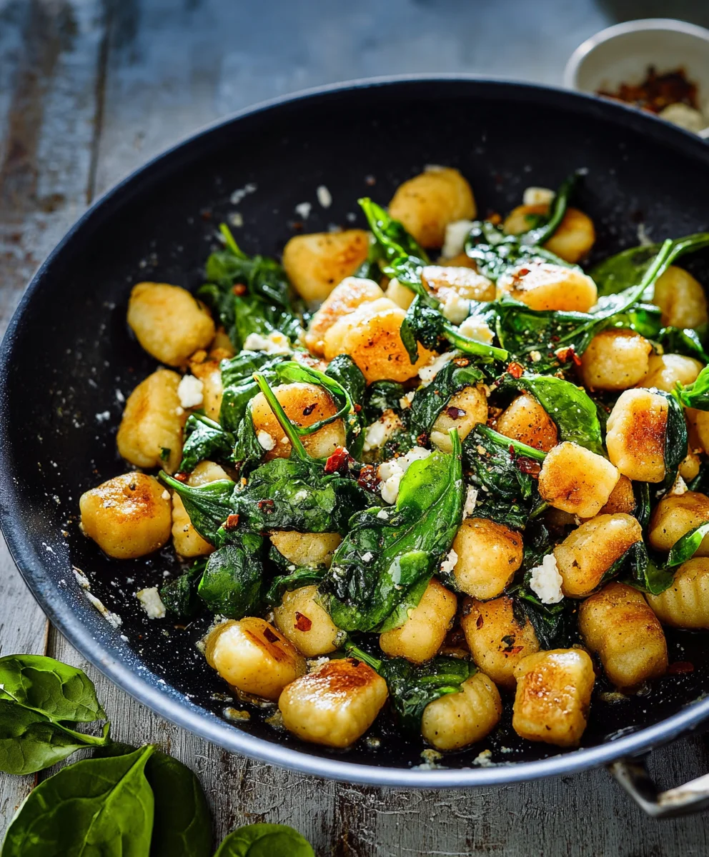 Crispy Gnocchi with Spinach Feta- Easy & Delicious Recipe