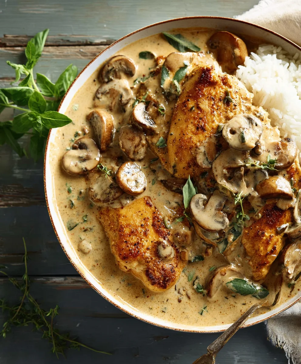 Easy Creamy Mushroom Chicken Recipe