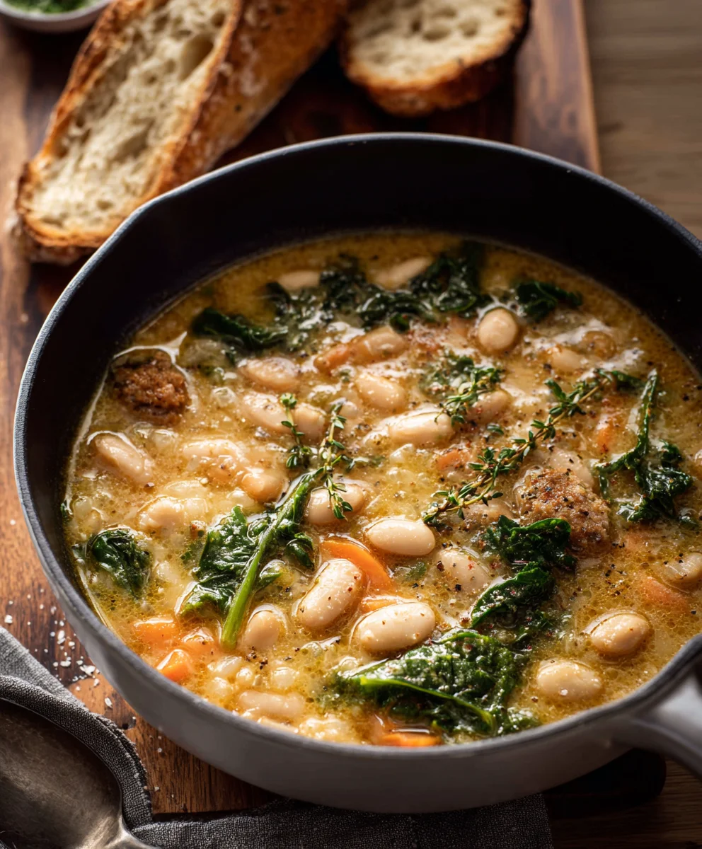 Hearty Tuscan White Bean Soup- Easy & Flavorful