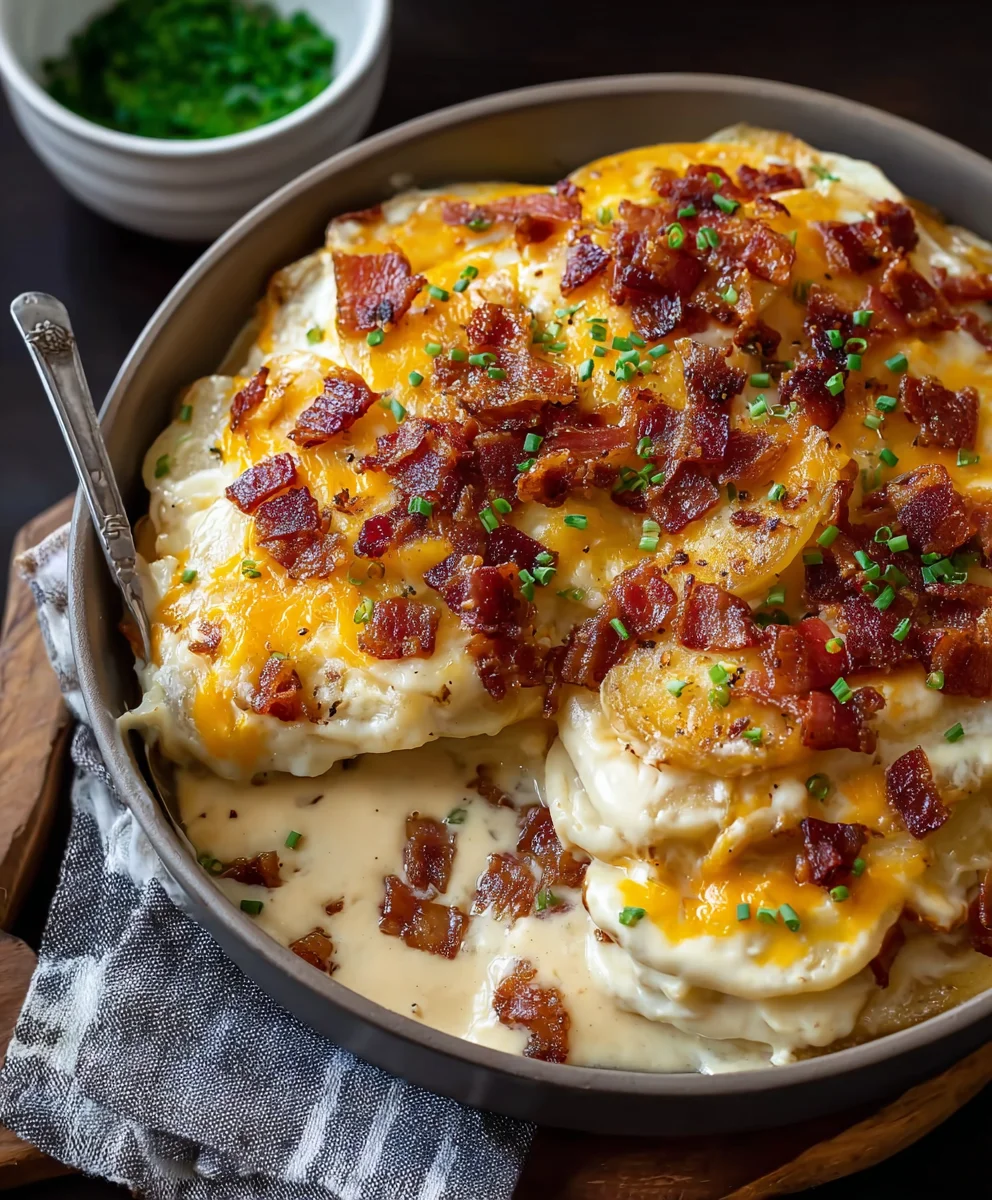 Loaded Scalloped Potatoes - Creamy Beefy Comfort