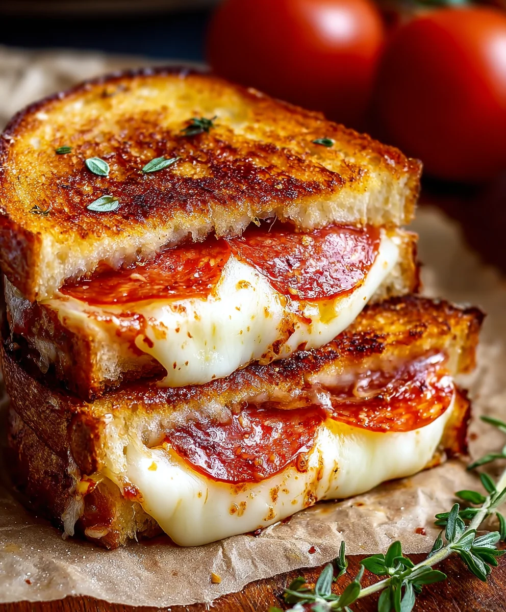 Beef Beef Pepperoni Pizza Grilled Cheese Sandwich