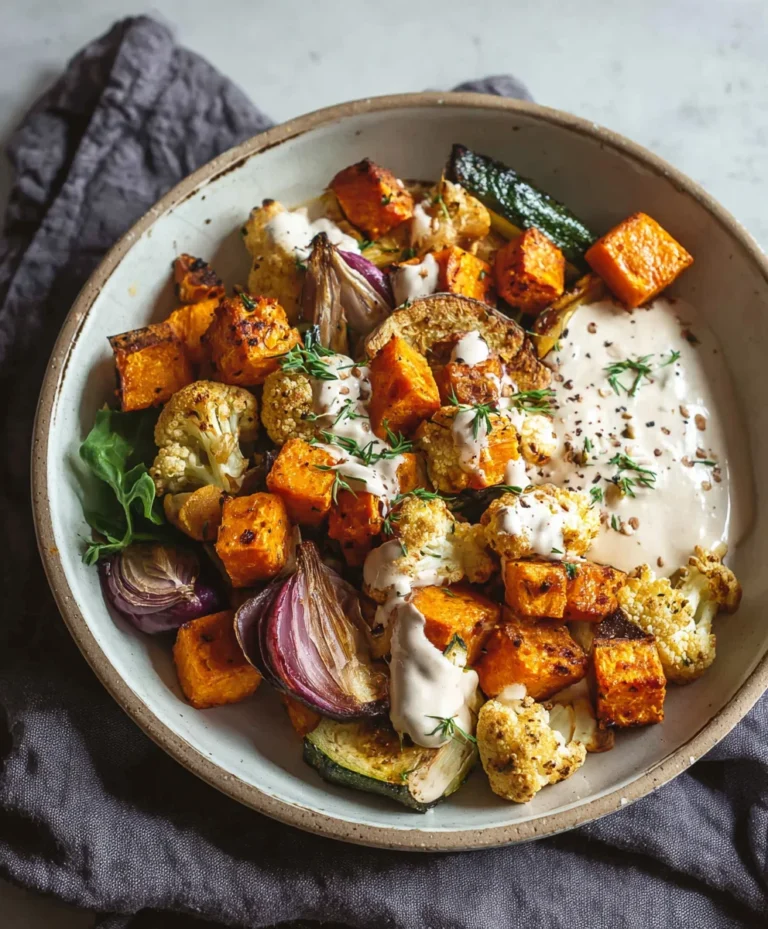 Glow Bowl Recipe-Roasted Veggie Tahini Yogurt Sauce