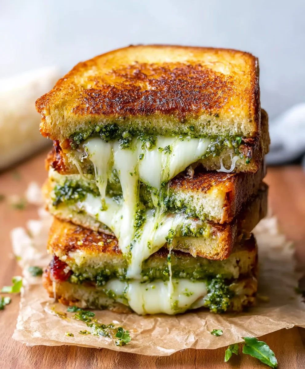 Sourdough Pesto Grilled Cheese-Flavorful & Cheesy