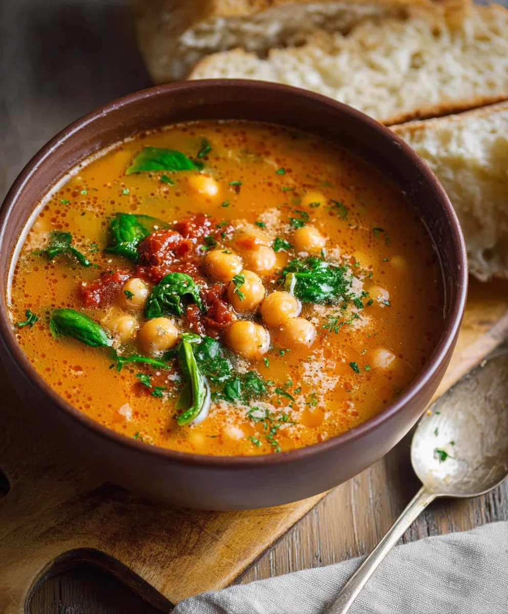 Hearty Tuscan Garbanzo Bean Soup - Easy Recipe