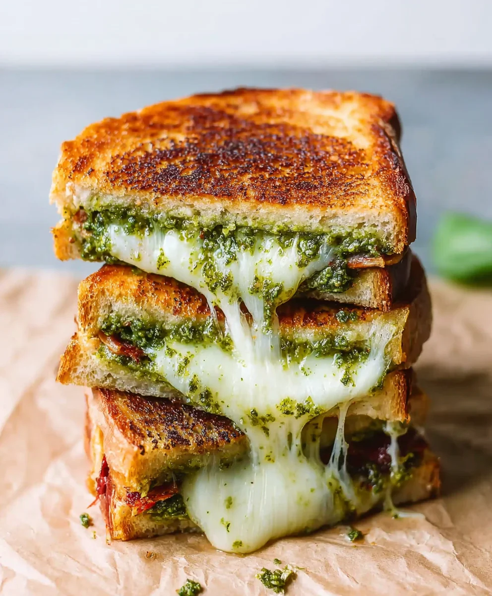 Sourdough Pesto Grilled Cheese-Flavorful & Cheesy