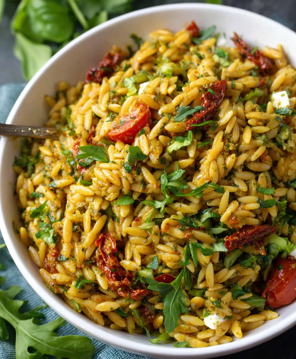 Sun-Dried Tomato Orzo Pesto Salad - Easy & Flavorful