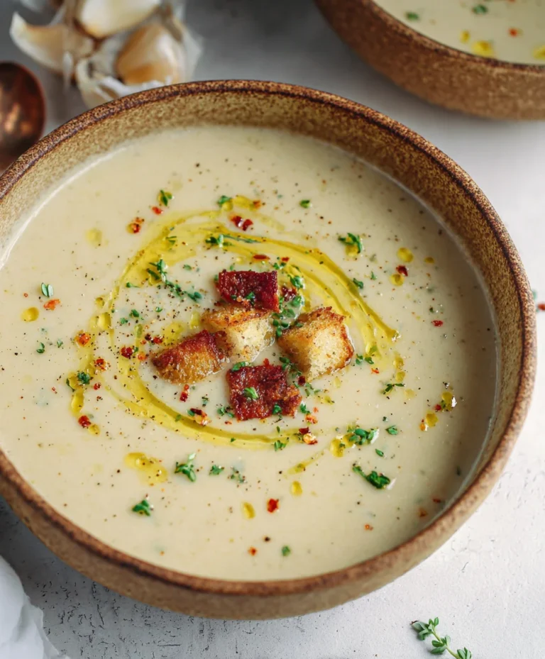 Easy Roasted Garlic Soup- Creamy Comfort Food