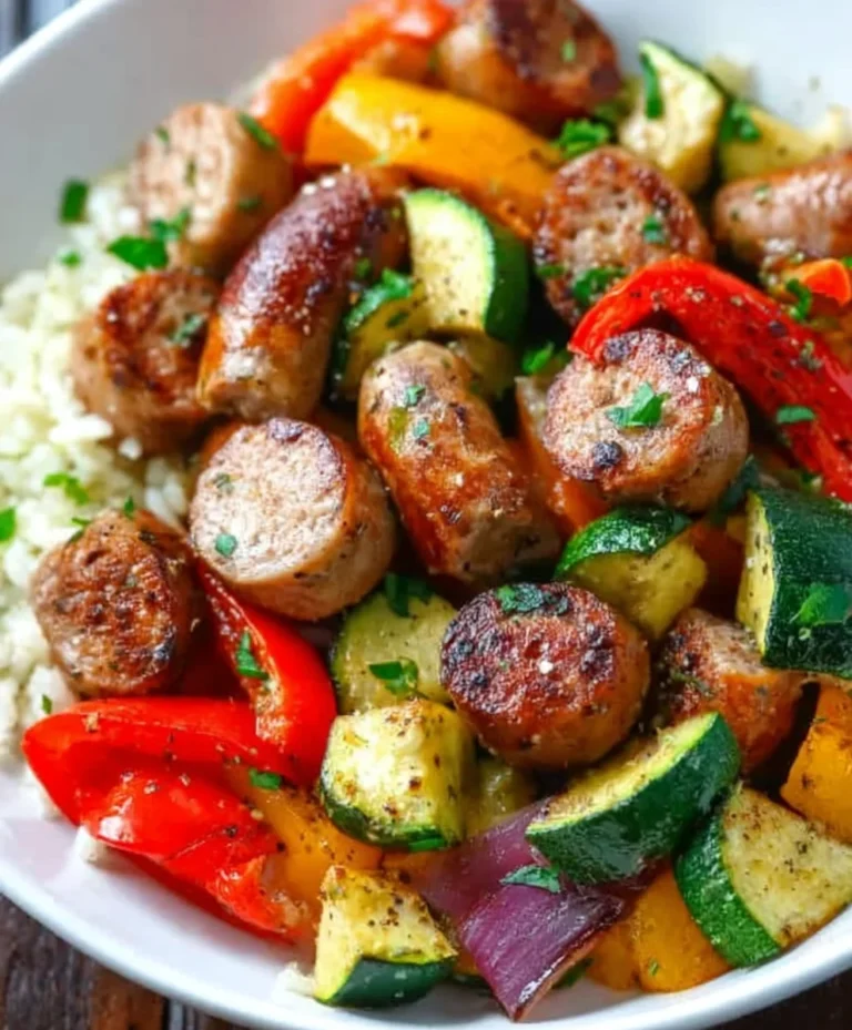 Easy Air Fryer Chicken Sausage Veggie Dinner