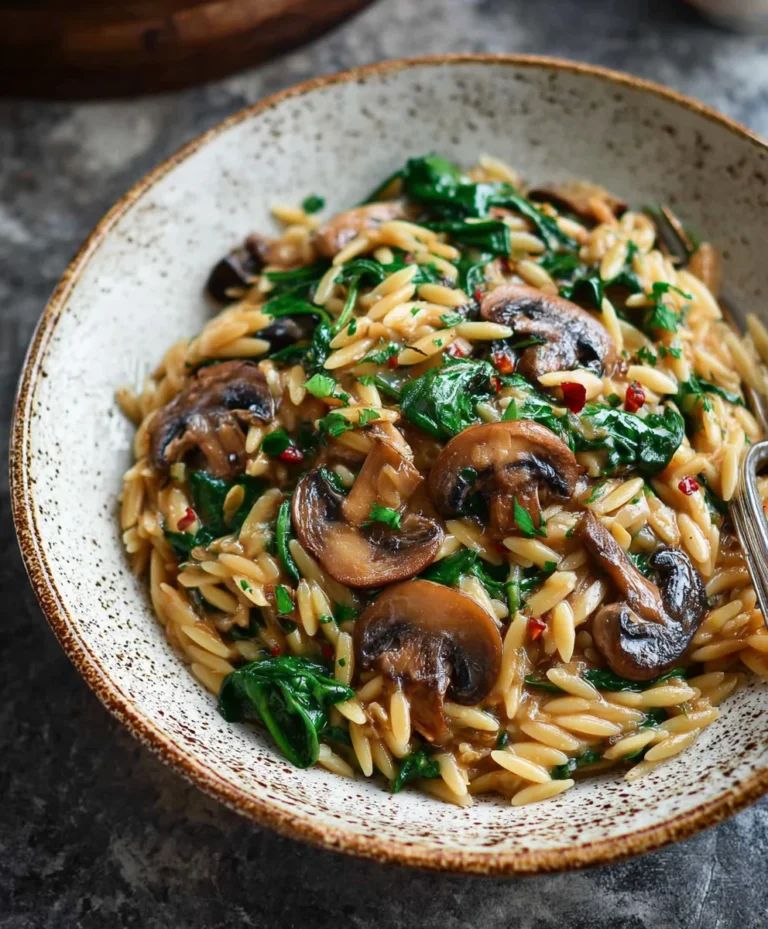Mushroom Spinach Orzo – Quick & Easy Pasta Dish