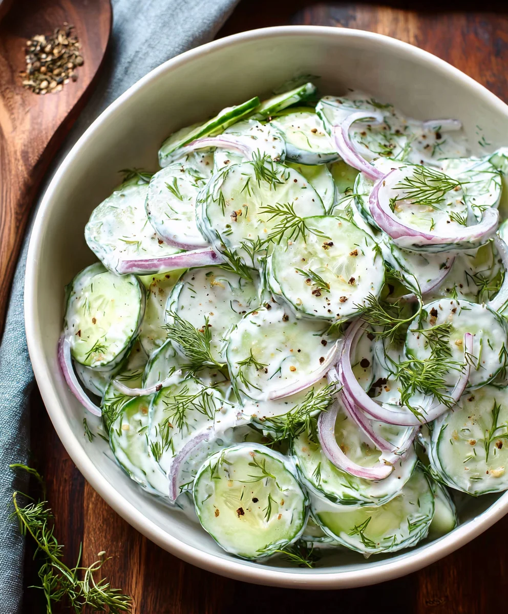 Creamy Cucumber Salad- Easy & Refreshing Recipe