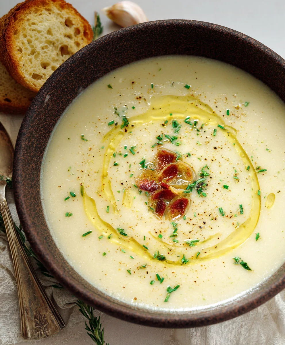 Easy Roasted Garlic Soup- Creamy Comfort Food