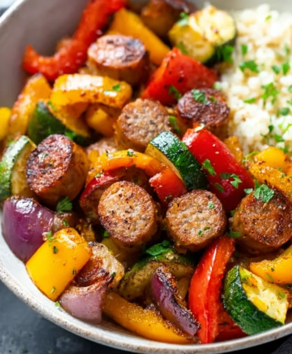 Easy Air Fryer Chicken Sausage Veggie Dinner