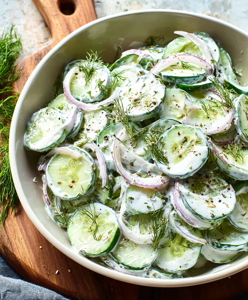 Creamy Cucumber Salad- Easy & Refreshing Recipe