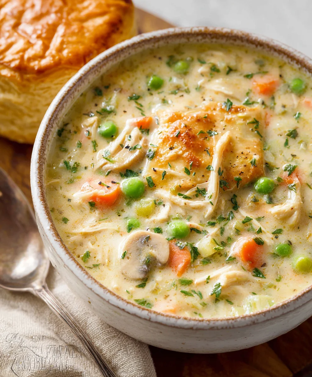 Easy Chicken Pot Pie Soup Recipe-Comfort Food