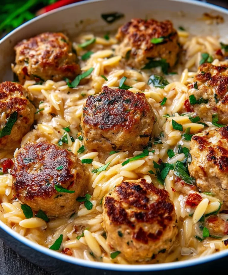 Marry Me Chicken Meatball Orzo Delight