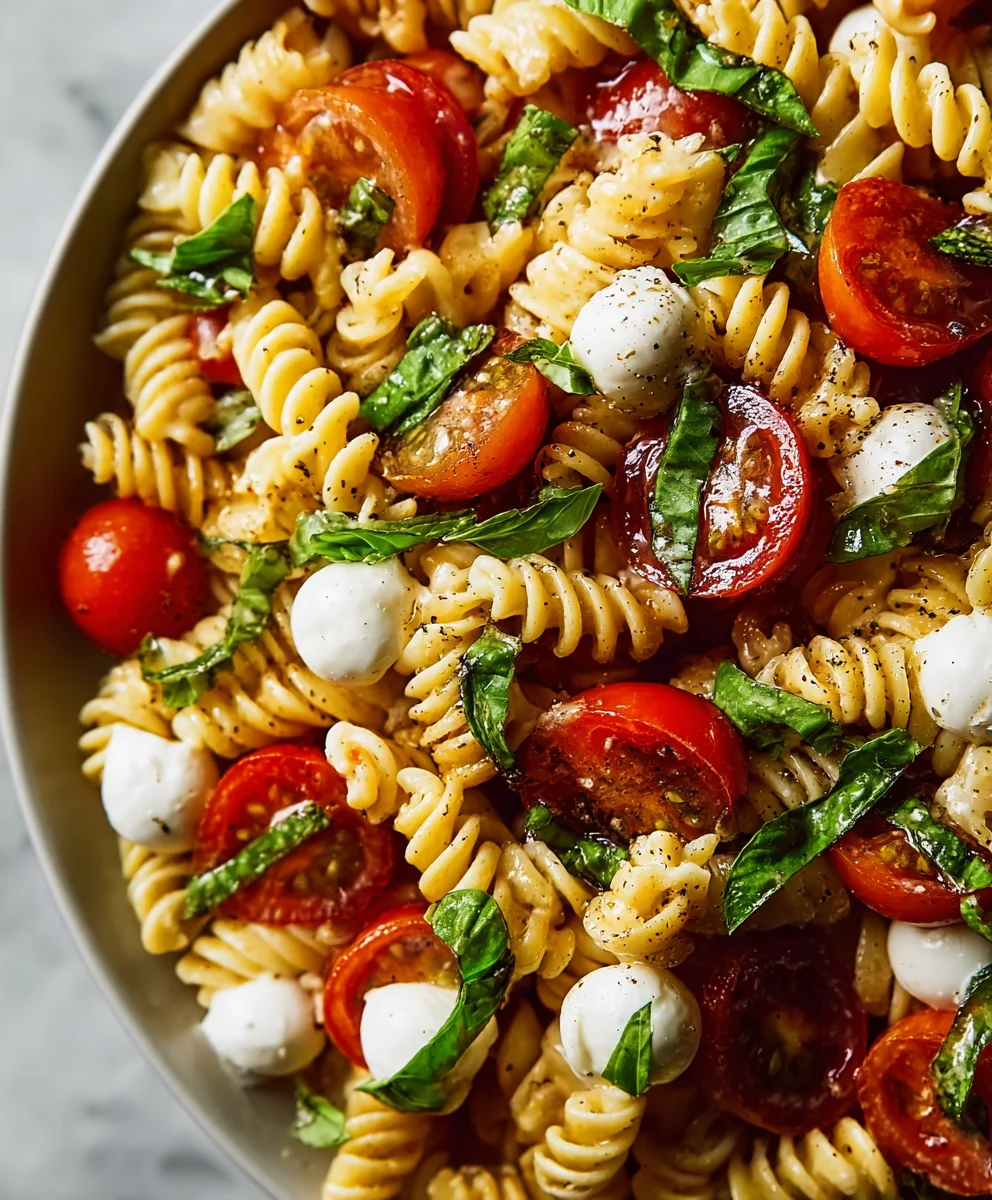 Creamy Caprese Pasta Salad Recipe- Easy & Delicious