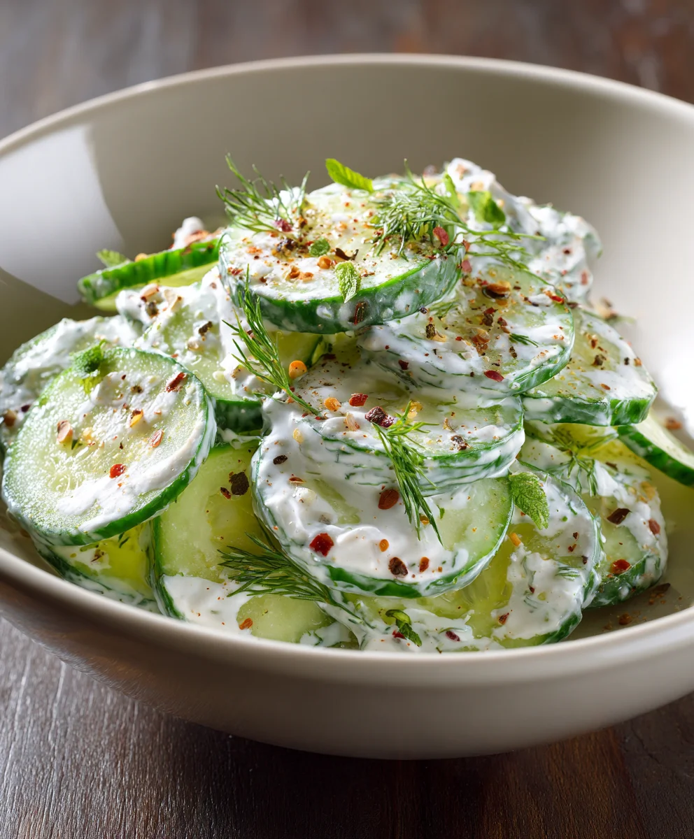 Creamy Cucumber Salad Recipe- Quick & Easy Side Dish