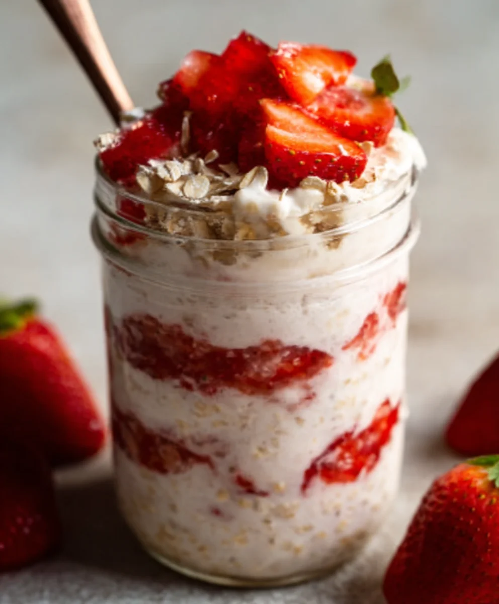 Strawberry Cheesecake Oats - Easy Overnight Recipe