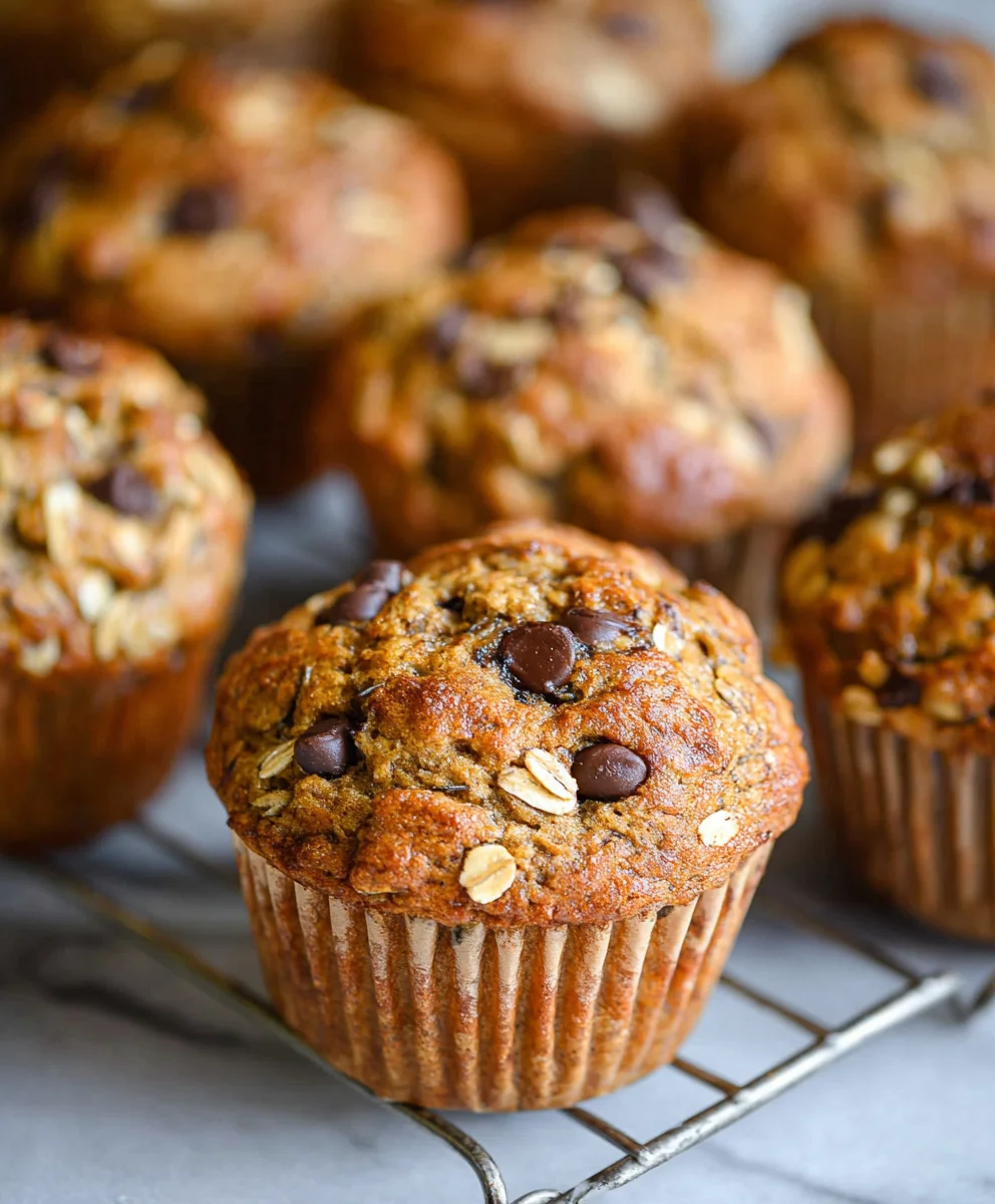 Healthy Banana Oatmeal Muffins-Chocolate Chip Treat