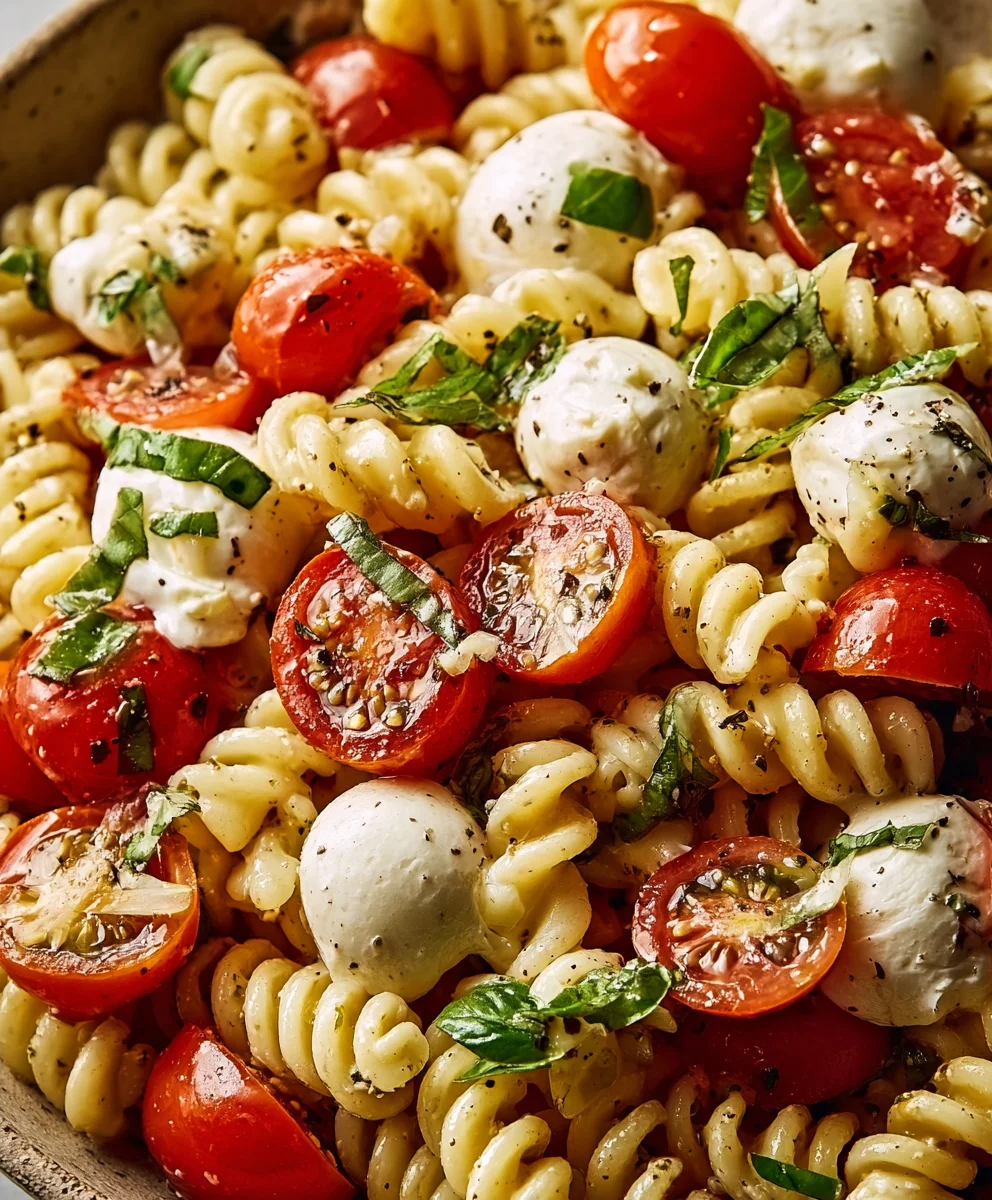 Creamy Caprese Pasta Salad Recipe- Easy & Delicious