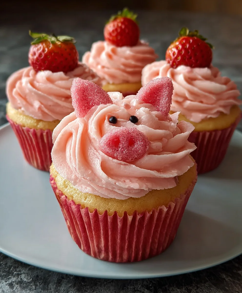 Sweet Strawberry Pig-Cupcakes-Easy Recipe