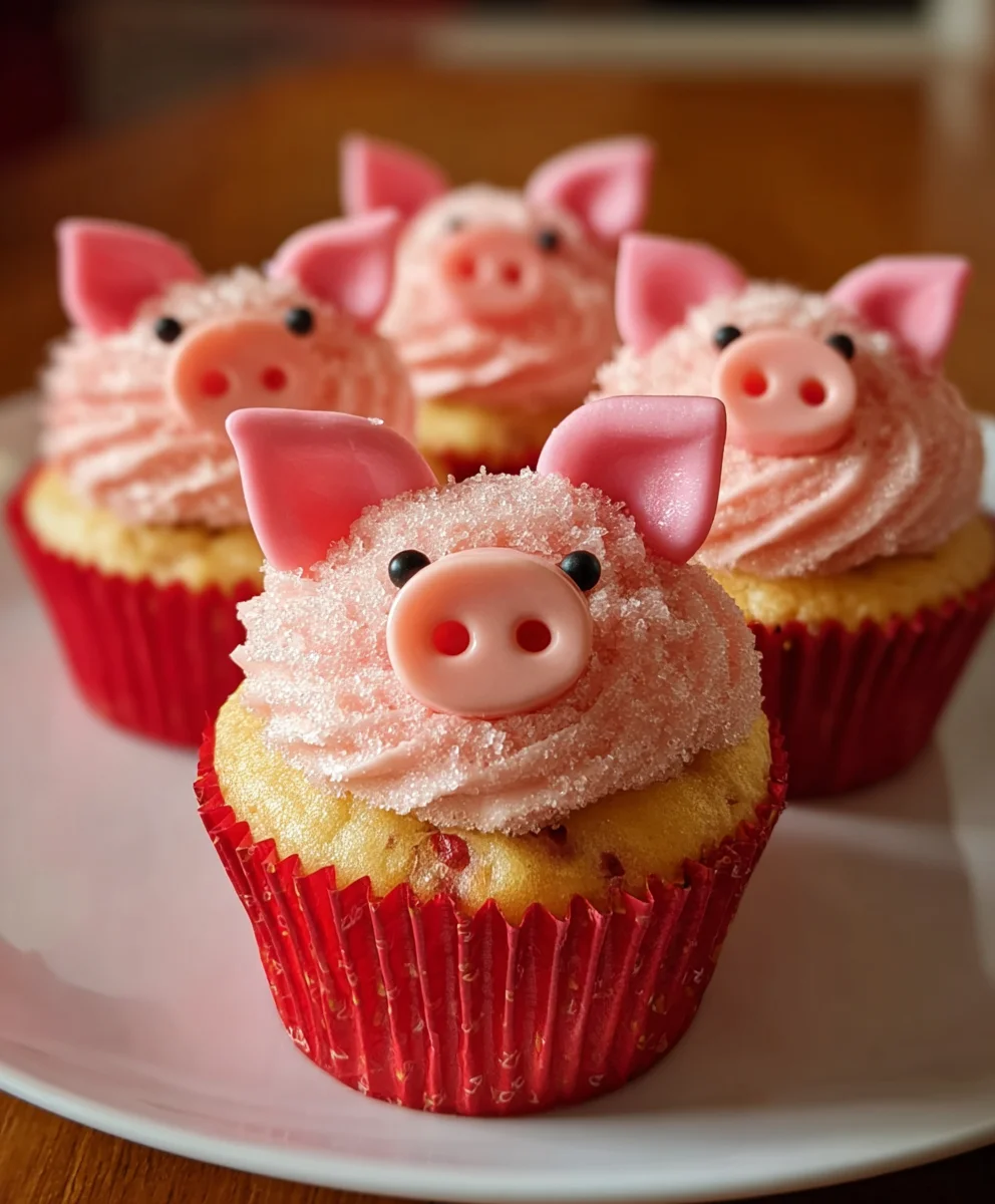 Sweet Strawberry Pig-Cupcakes-Easy Recipe