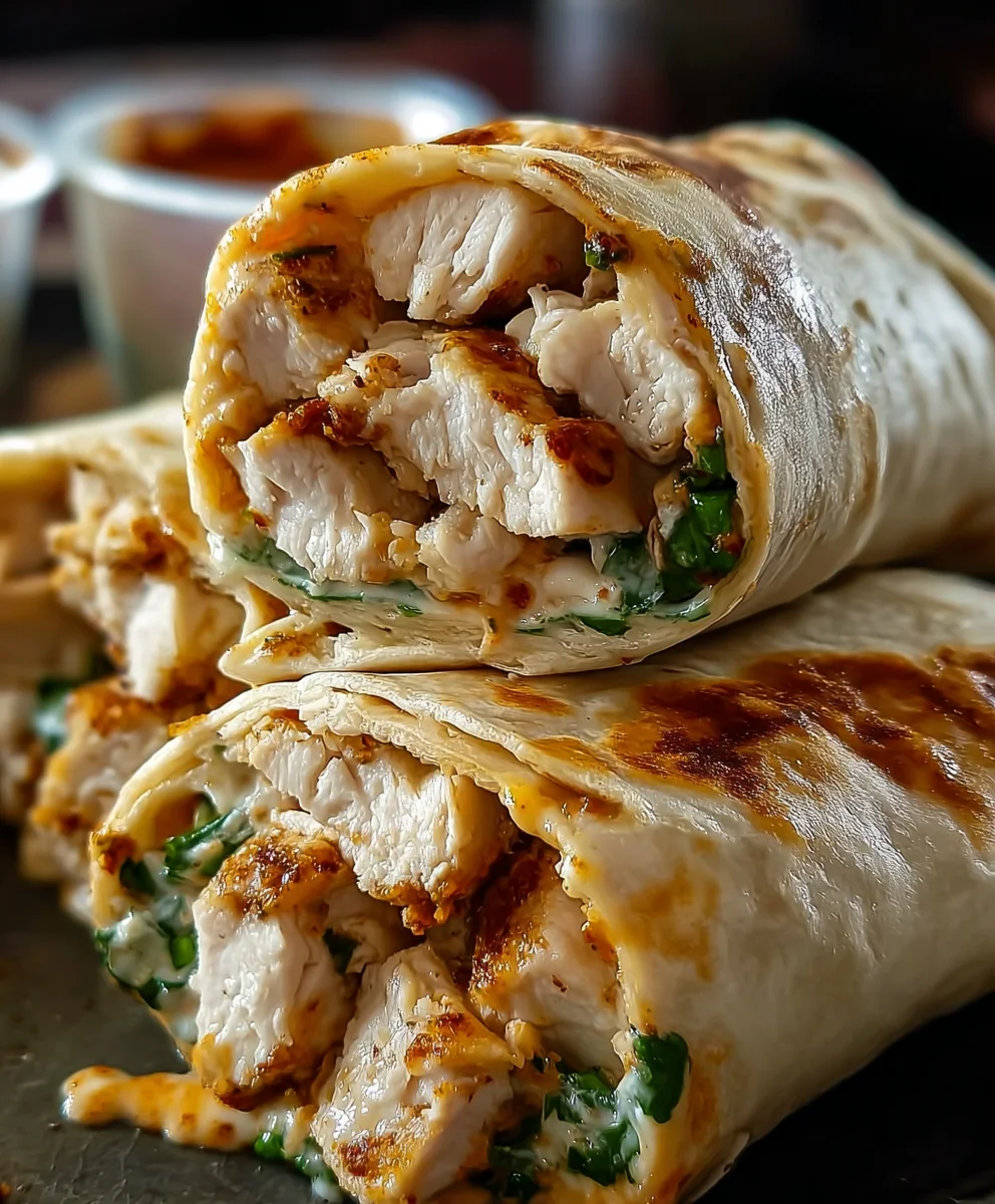 Cheesy Garlic Chicken Wraps Quick Easy Recipe