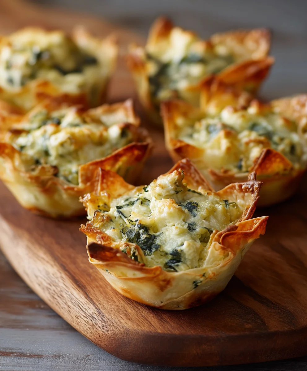 Spinach Artichoke Wonton Cups- Easy Appetizer Recipe