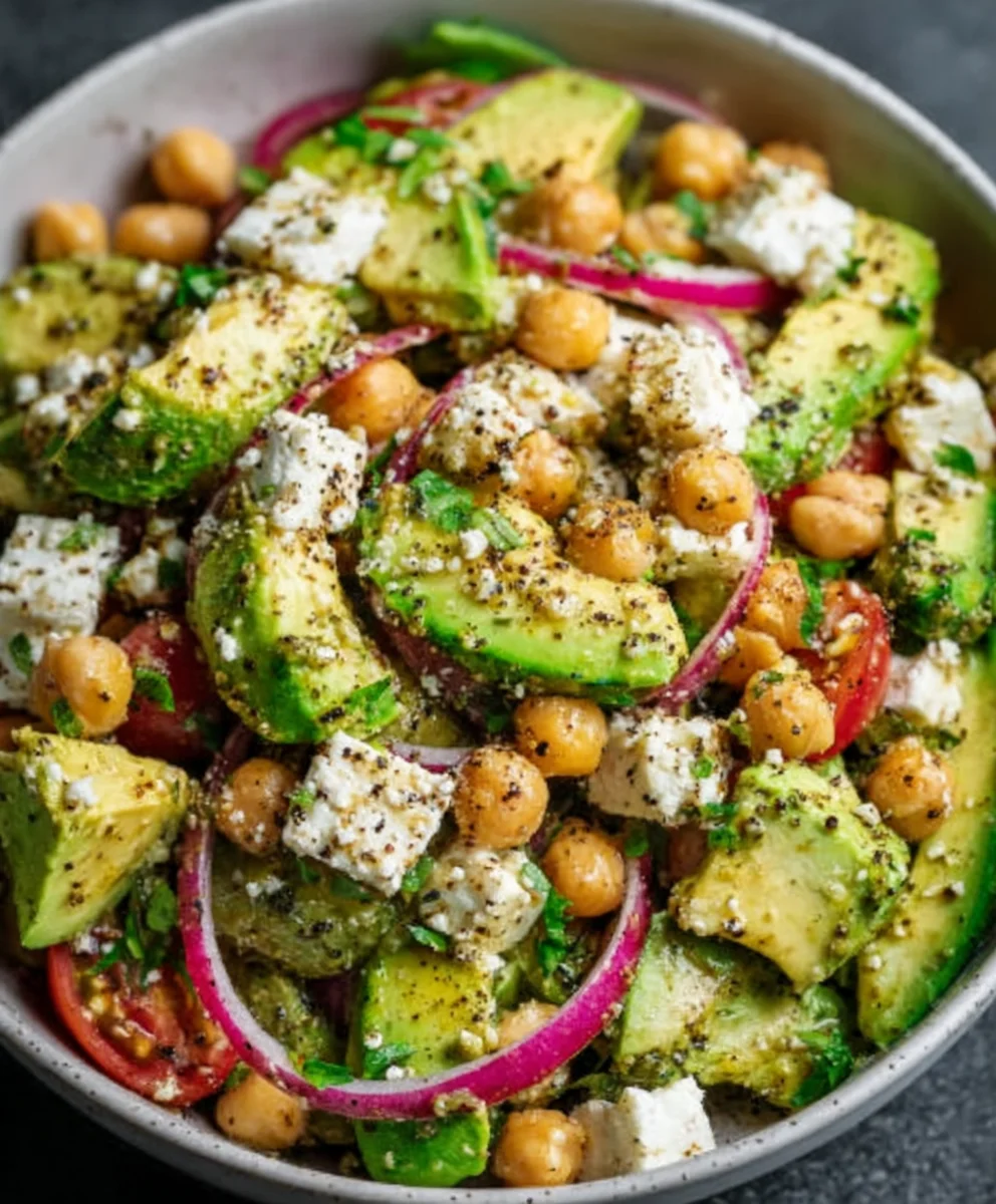 Chickpea Feta Avocado Salad - Fresh & Flavorful Recipe