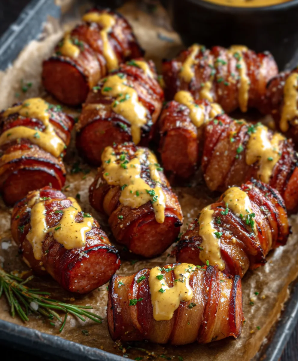 Mustard Hasselback Beef Sausage Bites - Easy Appetizer