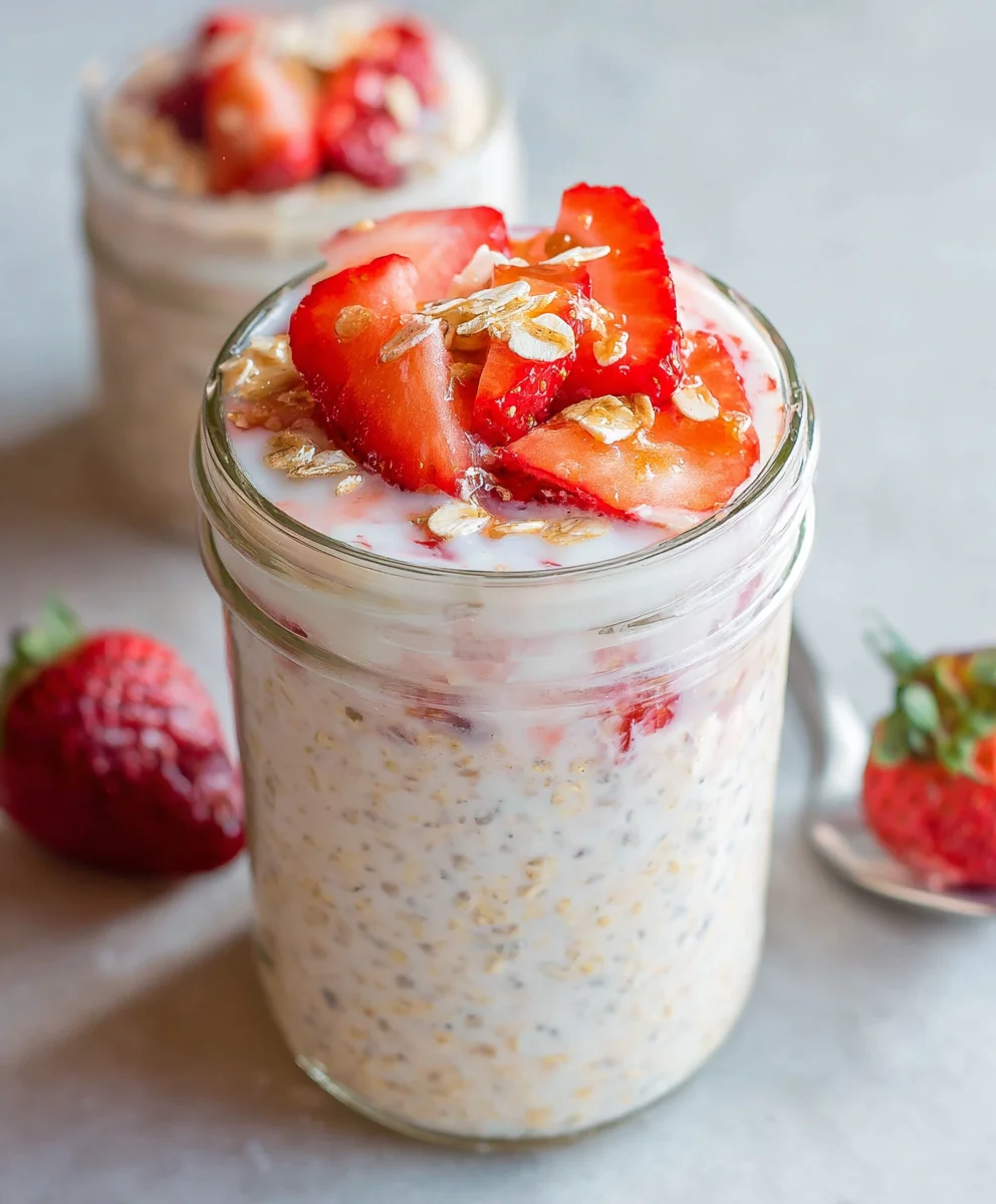 Strawberry Cheesecake Overnight Oats- Easy Breakfast Recipe