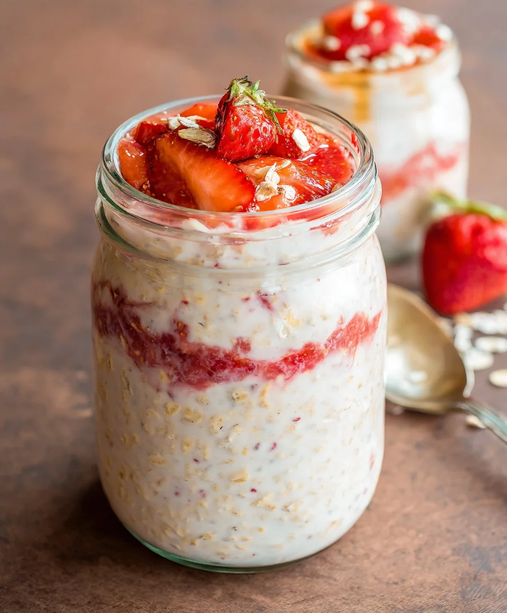 Strawberry Cheesecake Overnight Oats- Easy Breakfast Recipe