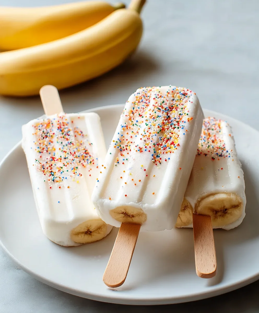 Easy Frozen Banana Yogurt Popsicles - Healthy Treat