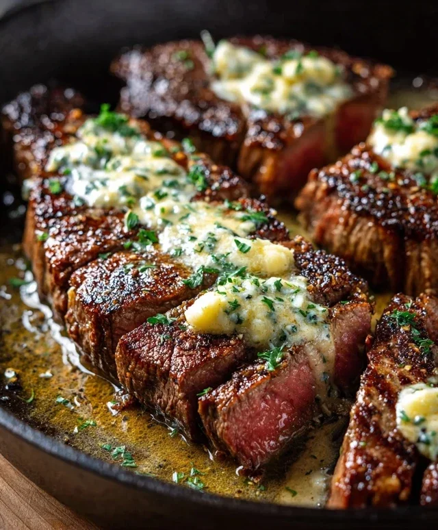 Garlic Butter Steak With Parmesan Cream Sauce
