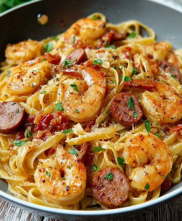 Creamy Cajun Shrimp Pasta with Sausage