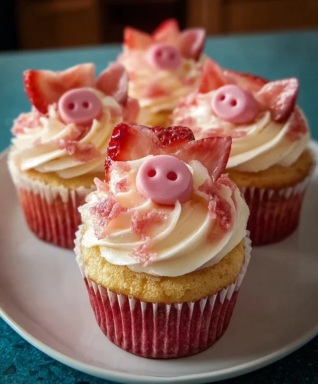 Strawberry Piggy Cupcakes