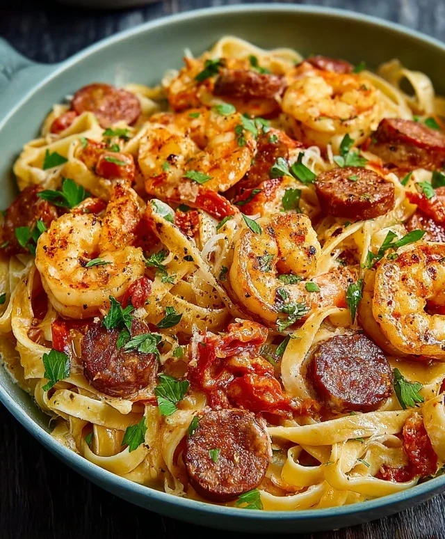Creamy Cajun Shrimp Pasta with Sausage