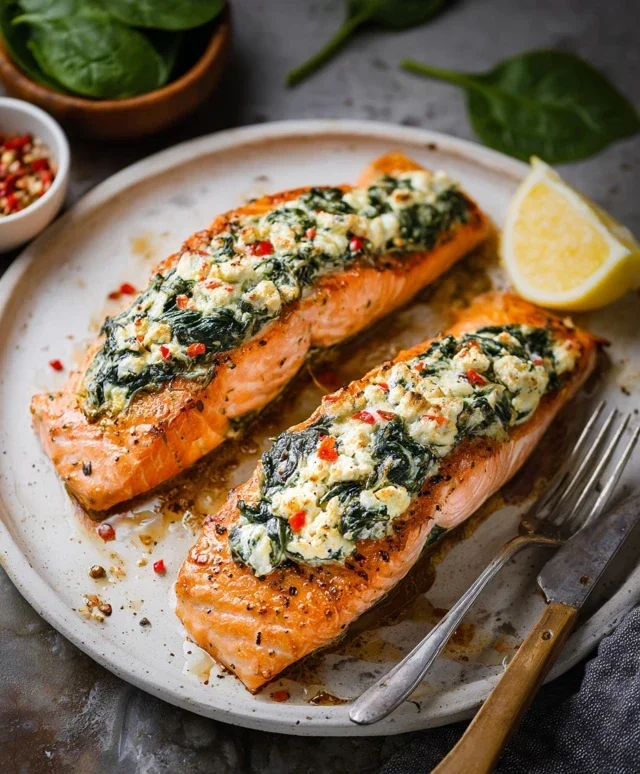 Stuffed Salmon With Spinach & Feta (30 minutes!)