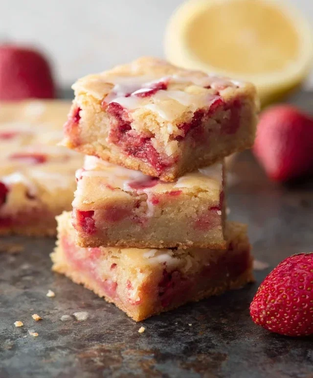 Strawberry Lemon Blondies
