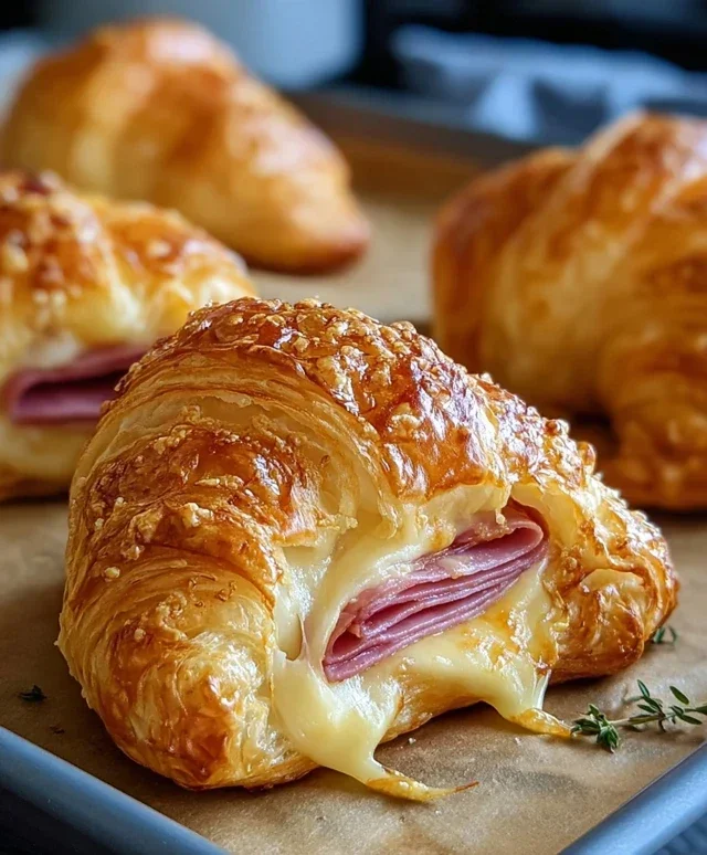 Baked Beef Beef Ham and Cheese Croissants