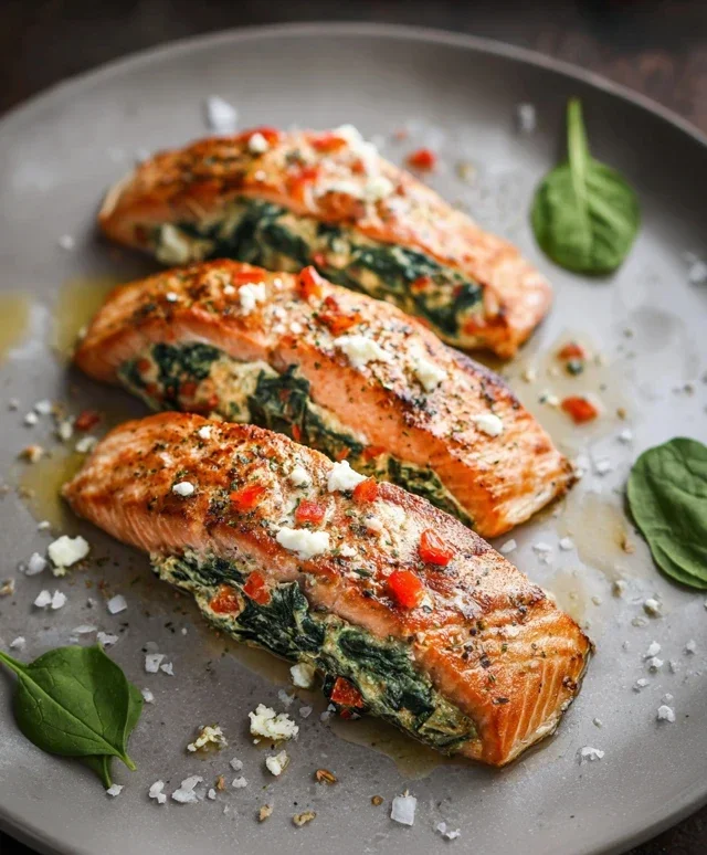 Stuffed Salmon With Spinach & Feta (30 minutes!)