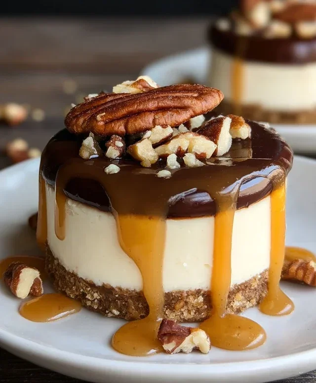 No Bake Turtle Mini Cheesecakes