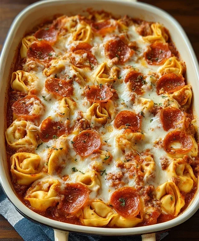Cheese Tortellini Beef Beef Pepperoni Pizza Casserole