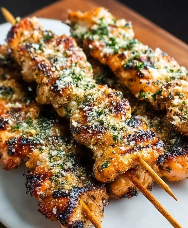 Ranch Garlic Parmesan Chicken Skewers