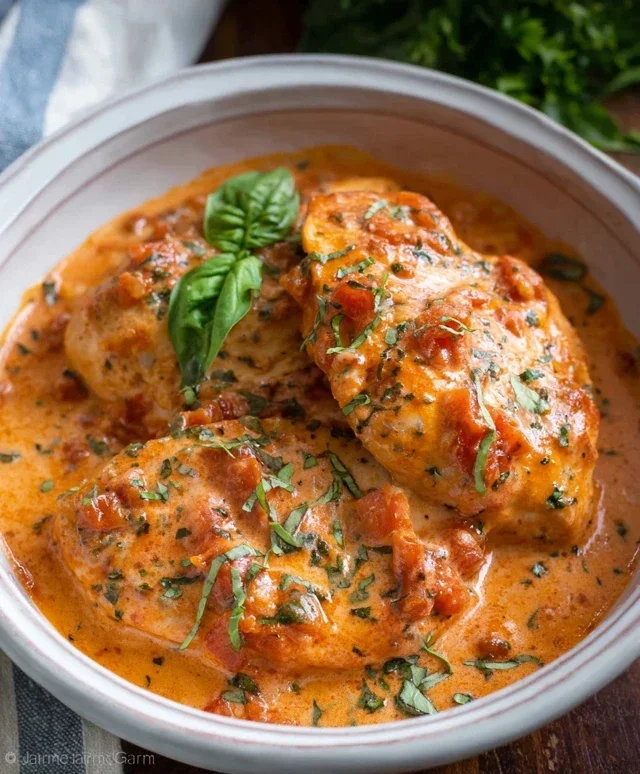 Slow Cooker Creamy Tomato Basil Chicken