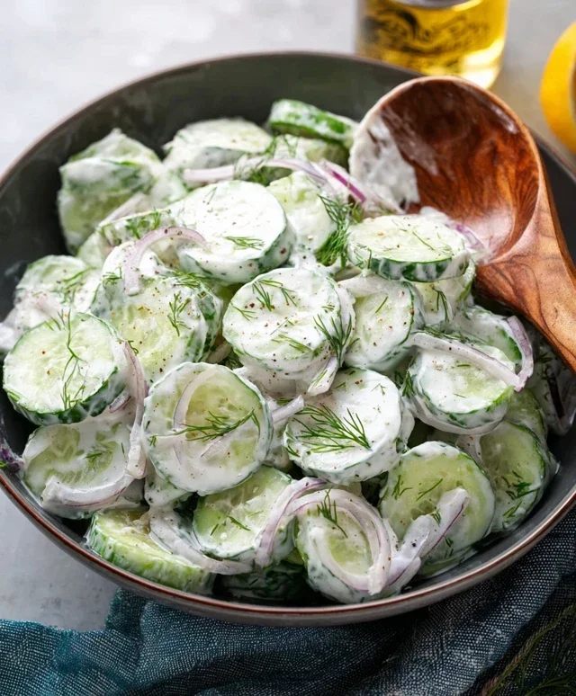 Creamy Cucumber Salad with Greek Yogurt Dressing