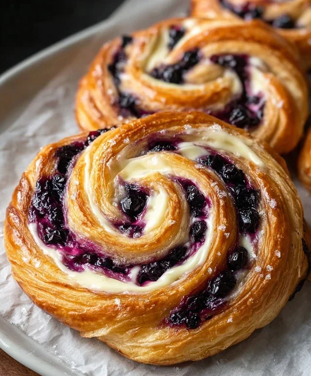 Swirled Blueberry Cream Cheese Danish