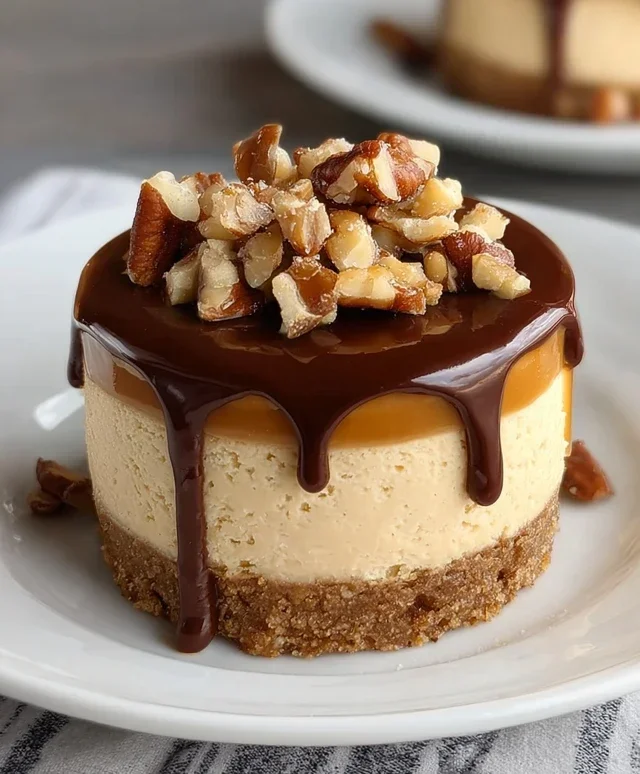 No Bake Turtle Mini Cheesecakes